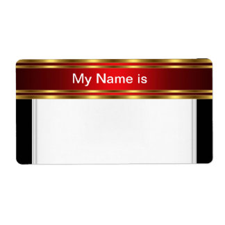 Feestnaam Tag Label goud rood Zwart