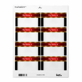 Feestnaam Tag Label goud rood Zwart (Full Sheet)