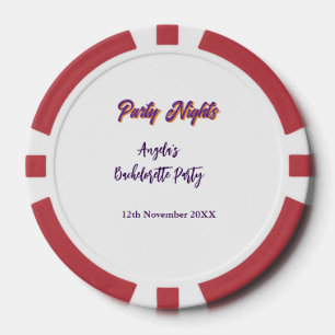 Feestnachten vrijgezellenfeest naam datum paars poker chips