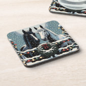 Feestpaarden | vrolijk kerstfeest bier onderzetter (Linkerzijde)