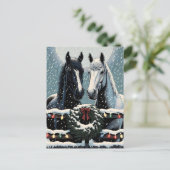 Feestpaarden | vrolijk kerstfeest briefkaart (Staand voorkant)
