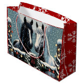 Feestpaarden | vrolijk kerstfeest groot cadeauzakje (Achterkant Gekanteld)