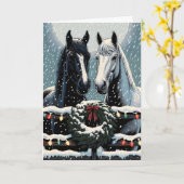 Feestpaarden | vrolijk kerstfeest kaart (Gele Bloem)