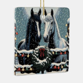Feestpaarden | vrolijk kerstfeest keramisch ornament (Rechts)