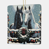 Feestpaarden | vrolijk kerstfeest keramisch ornament (Links)