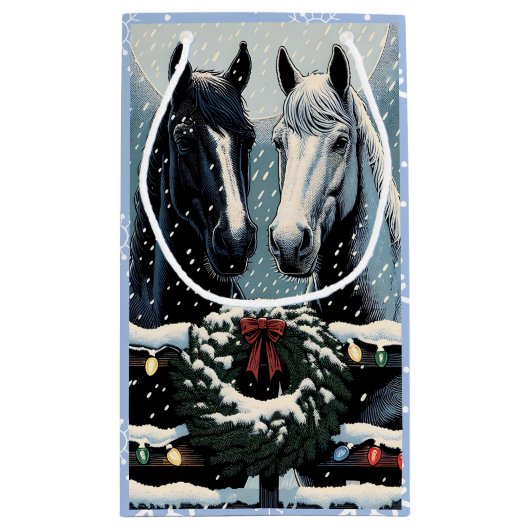 Feestpaarden | vrolijk kerstfeest klein cadeauzakje (Achterkant)