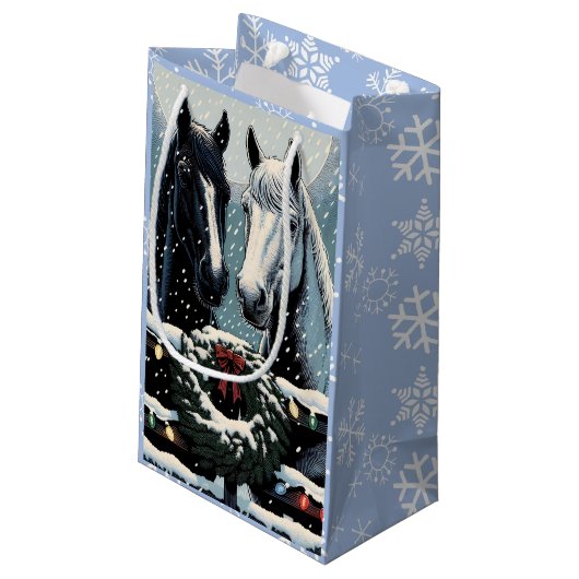 Feestpaarden | vrolijk kerstfeest klein cadeauzakje (Achterkant Gekanteld)