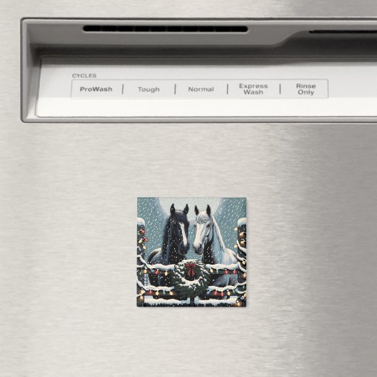 Feestpaarden | vrolijk kerstfeest magneet (Insitu (Vaatwasser))