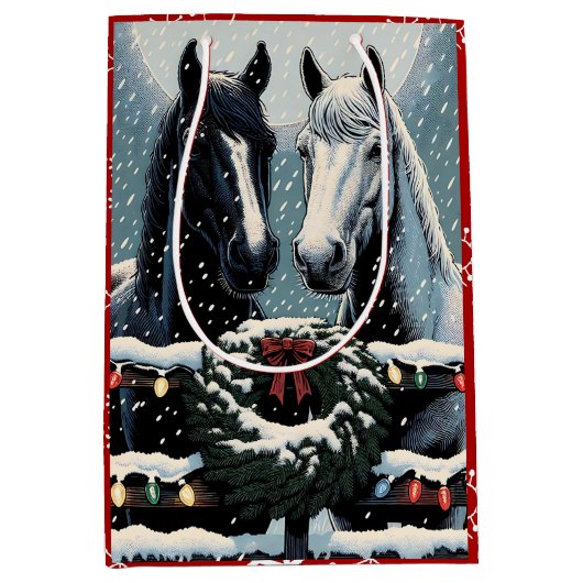 Feestpaarden | vrolijk kerstfeest medium cadeauzakje (Voorkant)