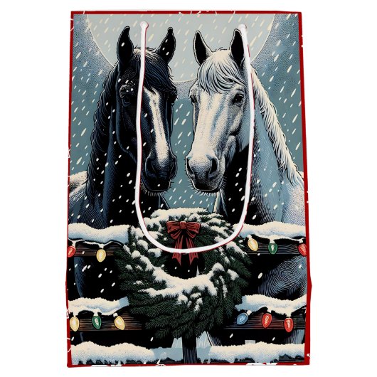 Feestpaarden | vrolijk kerstfeest medium cadeauzakje (Achterkant)