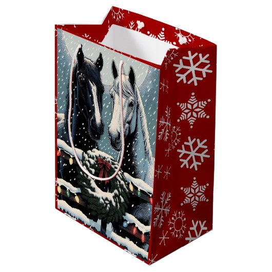 Feestpaarden | vrolijk kerstfeest medium cadeauzakje (Achterkant Gekanteld)