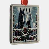 Feestpaarden | vrolijk kerstfeest metalen ornament (Rechts)