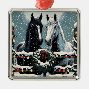 Feestpaarden   vrolijk kerstfeest metalen ornament