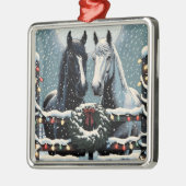 Feestpaarden | vrolijk kerstfeest metalen ornament (Links)