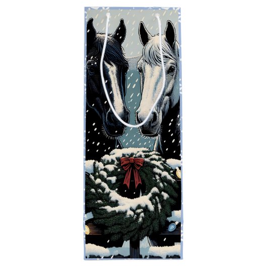 Feestpaarden | vrolijk kerstfeest wijn cadeautas (Achterkant)