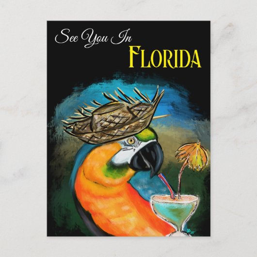 Feestpapegaaien Briefkaart (Voorkant)