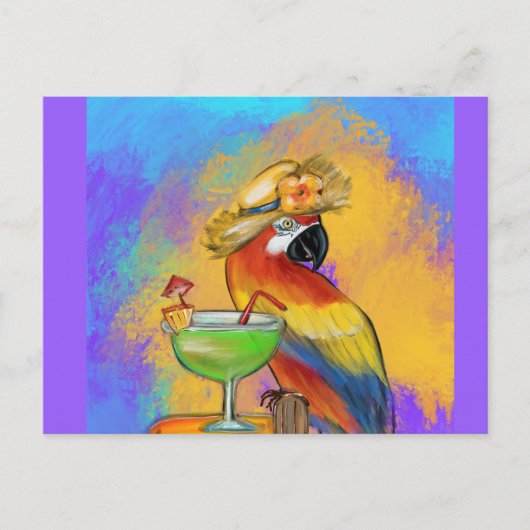 Feestpapegaaien Briefkaart (Voorkant)