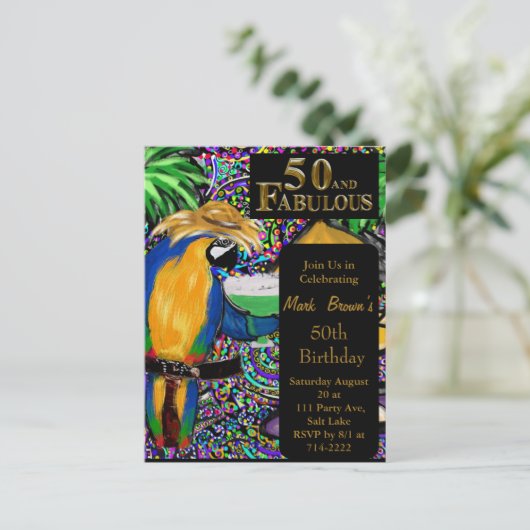 Feestpapegaaien Briefkaart (Staand voorkant)