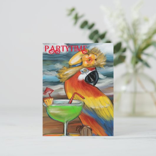 Feestpapegaaien Briefkaart (Staand voorkant)