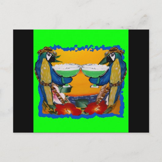 Feestpapegaaien Briefkaart (Voorkant)