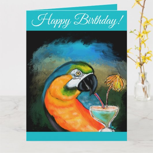 Feestpapegaaien Kaart (Gele Bloem)