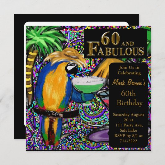 Feestpapegaaien Kaart (Voorkant / Achterkant)