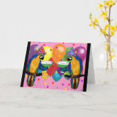 Feestpapegaaien Kaart (Gele Bloem)