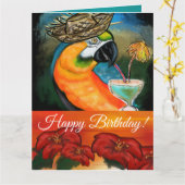 Feestpapegaaien Kaart (Gele Bloem)