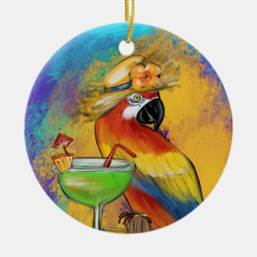 Feestpapegaaien Keramisch Ornament (Voorkant)