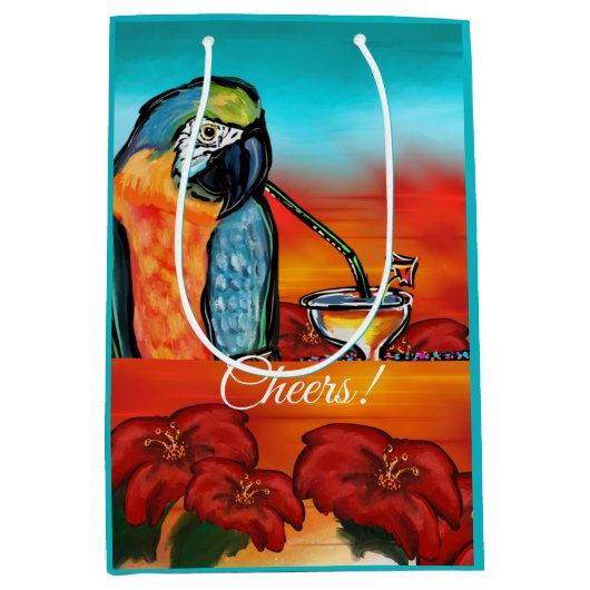 Feestpapegaaien Medium Cadeauzakje (Voorkant)