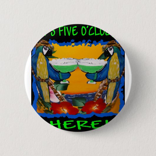 Feestpapegaaien Ronde Button 5,7 Cm (Voorkant)
