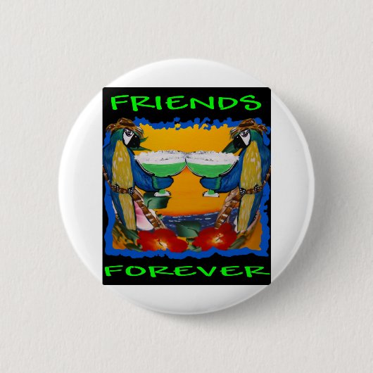 Feestpapegaaien Ronde Button 5,7 Cm (Voorkant)