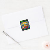 Feestpapegaaien Ronde Sticker (Envelop)