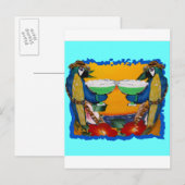 Feestpapegaaien Uitnodiging Briefkaart (Voorkant / Achterkant)