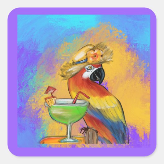 Feestpapegaaien Vierkante Sticker (Voorkant)
