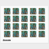 Feestpapegaaien Vierkante Sticker (Vel)
