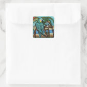 Feestpapegaaien Vierkante Sticker (Tas)