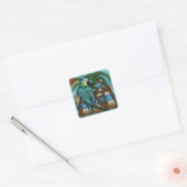 Feestpapegaaien Vierkante Sticker (Envelop)