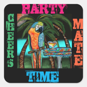 Feestpapegaaien Vierkante Sticker