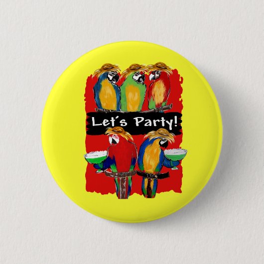 FEESTPAPEGAIEN RONDE BUTTON 5,7 CM (Voorkant)