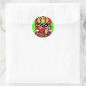 FEESTPAPEGAIEN RONDE STICKER (Tas)