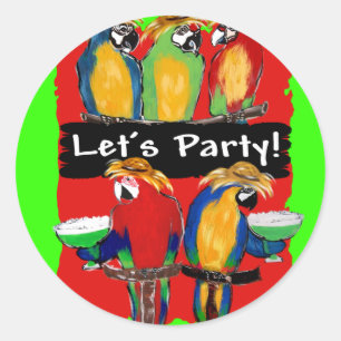 FEESTPAPEGAIEN RONDE STICKER
