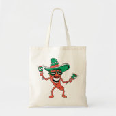 Feestpaprika in Sombrero met Maracas Tote Bag (Voorkant)
