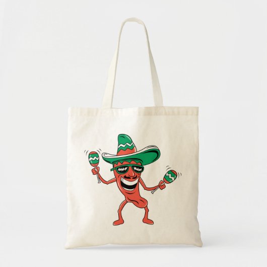 Feestpaprika in Sombrero met Maracas Tote Bag (Voorkant)