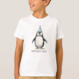 Feestpinguïn, waterverf, verjaardagsjongen t-shirt