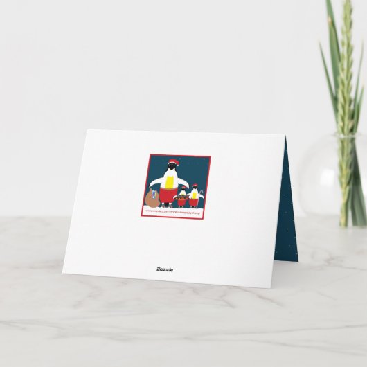 feestpinguïns, kerstgroet kaart (Achterkant)