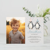 Feestpinguïns, waggelen over, foto kaart (Staand voorkant)