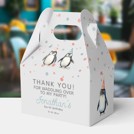 Feestpinguïns, waterverf, kinderverjaardag bedankdoosjes