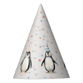 Feestpinguïns, waterverf, kinderverjaardag feesthoedjes