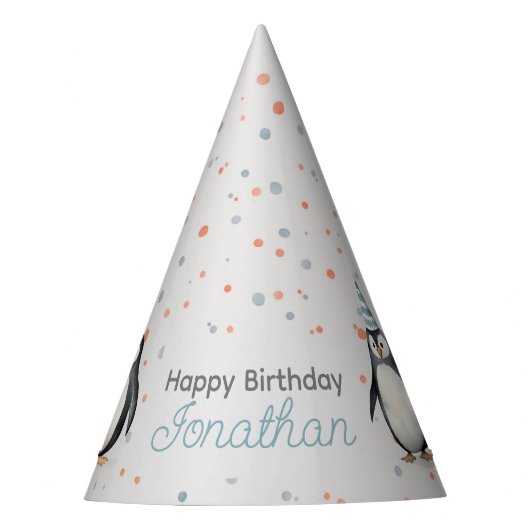 Feestpinguïns, waterverf, kinderverjaardag feesthoedjes (Voorkant)